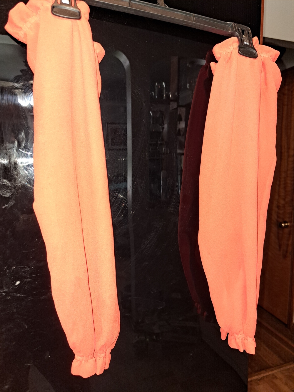 Coral Orange Two-Piece Set with Skirt ,Crop Top And Detached Puff Sleeves - Picture 6 of 6